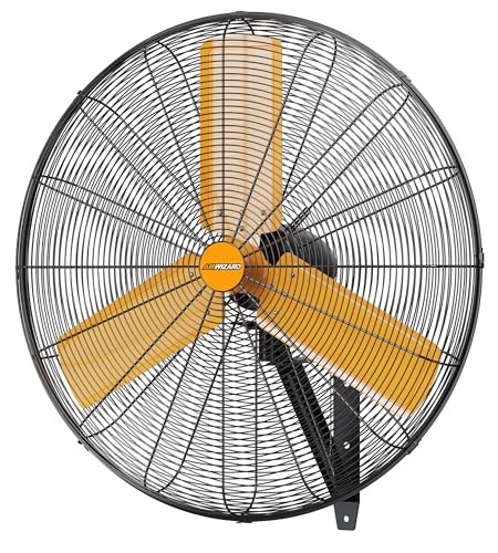 30 inch Oscillating High Velocity Wall Mount Fan, 8550 CFM Industrial Heavy Duty Metal Wall Fans, 3 Speeds, Adjustable Height and Tilt, Commercial Shop Fan for Garage, Workshop - size: 30 Inch - Indoor
