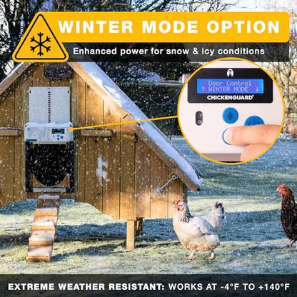 Automatic Chicken Coop Door Opener, ChickenGuard One in All 4 Colours, Timer/Light Sensing, Winter Mode, Auto-Stop & Predator Proof, 3 Power Options, Solar, Battery or Electric (Gray + Batteries) - color: Gray