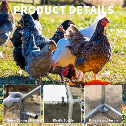 NUGRIART Large Metal Chicken Coop Walk-in Poultry Cage with Water-Resident and Anti-UV Cover Duck Rabbit Cat House Outdoor Chicken Run Pen with Spire Shaped Cage - size: 157.5"L x 118.0"W x 79.0"H