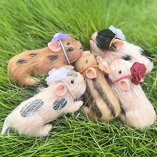 OtardDolls 5 Inch Lifelike Reborn Pig Dolls, Full Silicone Soft Reborn Pig Dolls Mini Realistic Pig Toy Newborn Cute Newborn Baby Pig Dolls with Toy Accessories for Happy Birthday