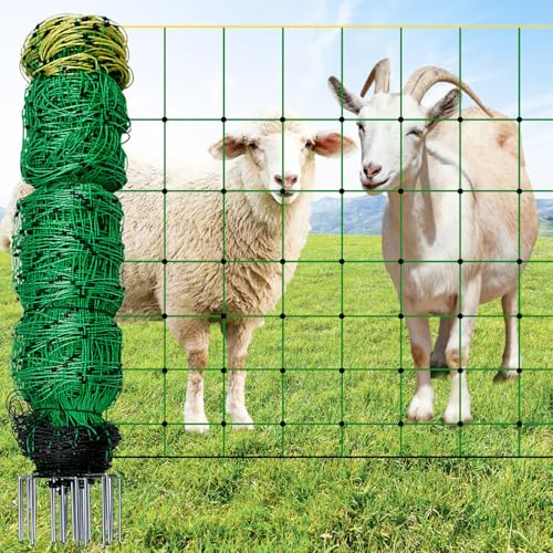 Electric Fence Netting, 42.5" H x 164'L, Electric Netting Fence for Cattle, Sheep, Goat, Hogs, Pre-Assembled, 14 Posts Double Spiked, Portable Livestock Nets Used in Backyards, Farms and Ranches