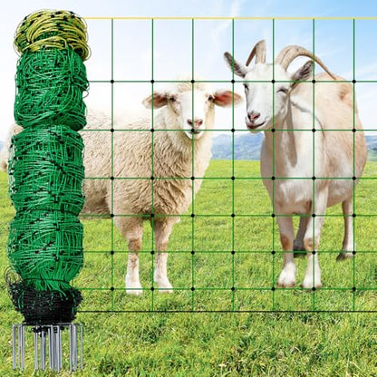 Electric Fence Netting, 42.5" H x 164'L, Electric Netting Fence for Cattle, Sheep, Goat, Hogs, Pre-Assembled, 14 Posts Double Spiked, Portable Livestock Nets Used in Backyards, Farms and Ranches