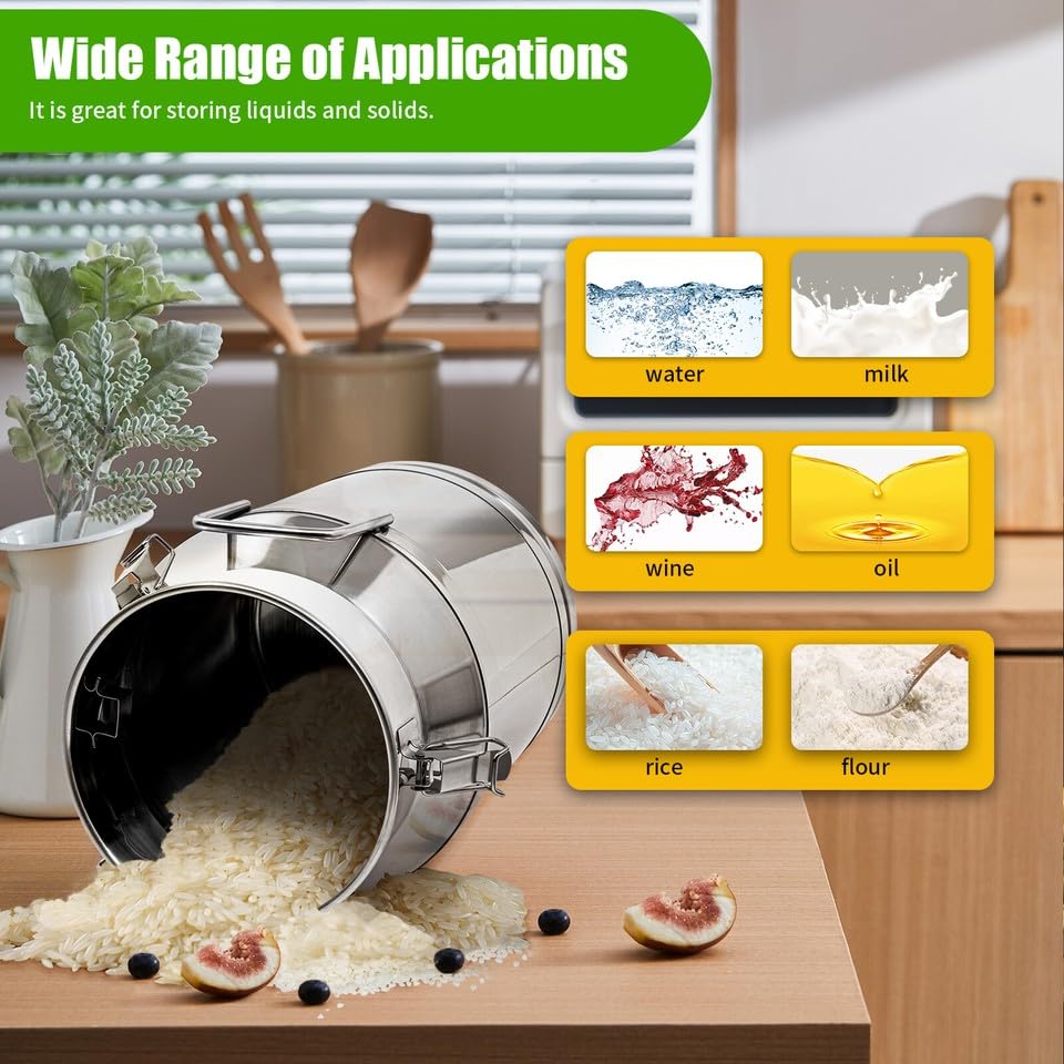 30-Liter/8-Gallon Milk Can, 304 Stainless Steel Milk Jug, Heavy-Duty Milk Transport Can with Sealed Lid, Bucket with Faucet, Heavy-Duty Container for Milk and Wine (30L) - size: 30L