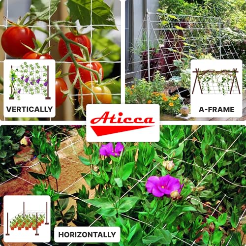 ATICCA Plastic Trellis Netting 59" x 328 ft Heavy Duty Plant Support Netting White - 6 Inch Garden Trellis on Roll - Mesh for Growing Vine Climbing Plants, Flowers, Peas, and Cucumber - size: 59''x328ft Plastic Trellis Netting