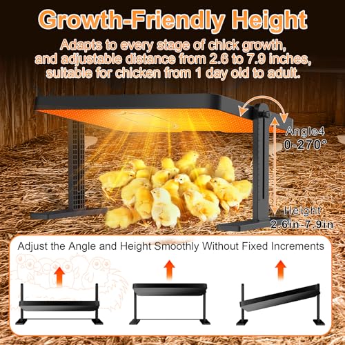 Chicken Brooder, Anti-Scald Graphene Brooder Plate with Remote Control, 16x12in Large Brooder Heater for 25 Chicks with Adjustable Temperatures&Height&Angle for Chicken Coops Poultry Heating, Black