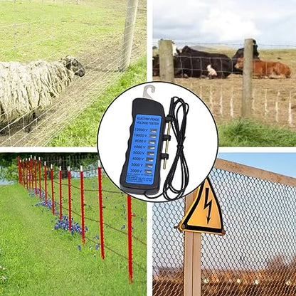 Electric Fence Voltage Tester, 12KV Neon Fault Finder 2000 to 12000V 8 Neon Indicator Lights Fence Tester for Farms