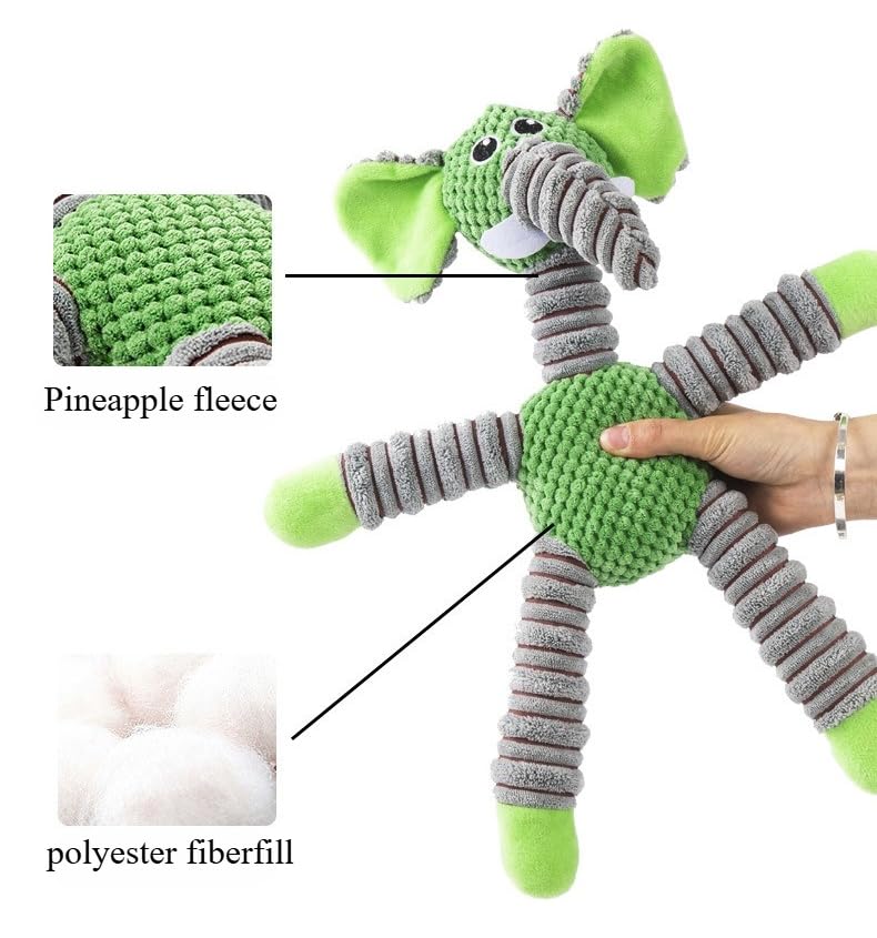 2026 Upgraded Dog Toys for Aggressive Chewers,Squeaker Inside Interactive Chew Toy with Hypoallergenic Filling | Oeko-TEX Certified Boredom Buster & Cuddle Companion(7.9 * 14.9in) (2 Pack，Elephant) - color: green