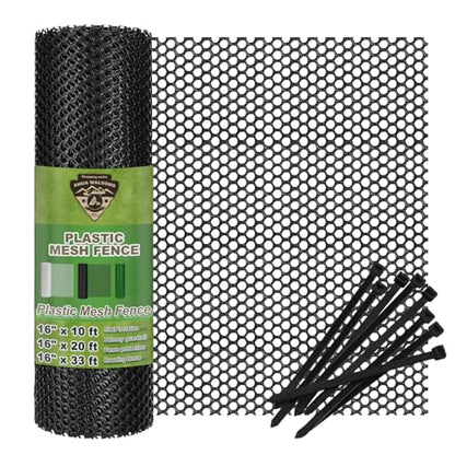 Plastic Wire Mesh Fence 16IN x 10FT, Black Plastic Net, Suitable for Poultry, Dogs, Rabbits, Snakes, Garden Barrier, Balcony Pet Fence, Chicken Fence - color: Black, size: 16IN x 10FT