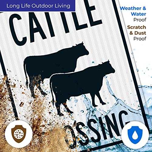 Cattle Crossing with Graphic Sign, 24x30 Inches, 3M EGP Reflective .080 Aluminum, Fade Resistant, Made in USA - size: 24x30 Reflective