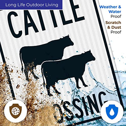 Cattle Crossing with Graphic Sign, 24x30 Inches, 3M EGP Reflective .080 Aluminum, Fade Resistant, Made in USA - size: 24x30 Reflective