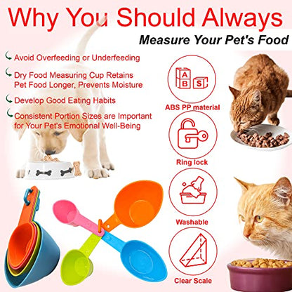 Vila Cat Food Measuring Cups, One Set to Feed Them All - Ideal Scoop Cups for Multi-Pet Homes, Perfect Portion for Your Pets, Easy to Fill and Measure, 4pcs