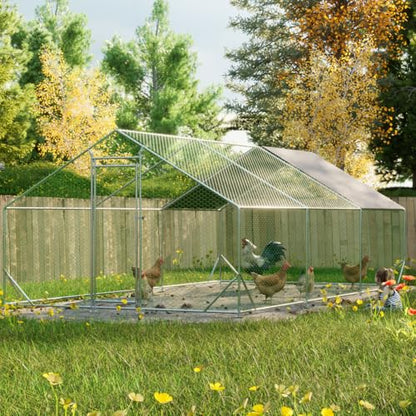 Sturdy Walk-in Chicken Run with Galvanized Steel Frame and PVC-Coated Hexagonal Wire Mesh, UV-Resistant Waterproof Cover for Outdoor Poultry Enclosure (3x6m-1) - color: 3x6m-1