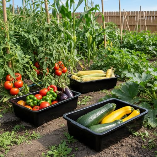 32 Liter Commercial Bus Tubs, 4 Pack Plastic Large Utility Bus Trays, Black