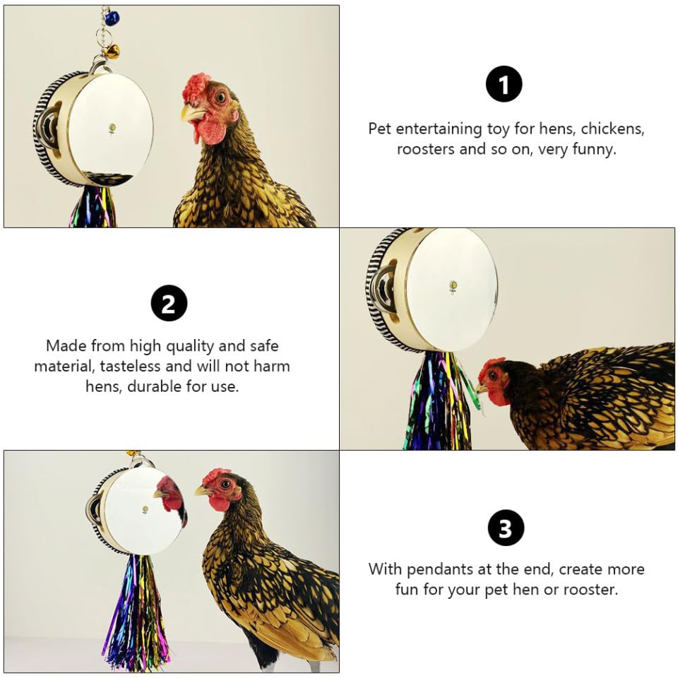 Rooster Hen Chicken Stainless Steel Mirror Drum Pet Toy Entertaining and Safe
