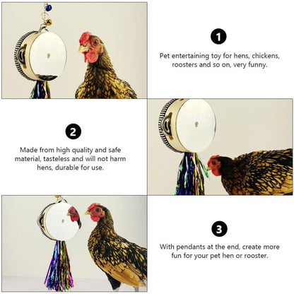 Toyvian Chicken Mirror Toy Double-Sided Stainless Steel Drum for Hens and Roosters Interactive PET Plaything for Coop and Backyard Fun