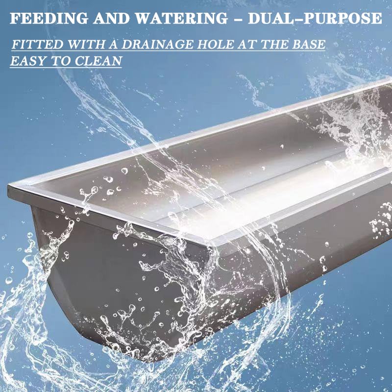 39in / 59in Livestock Water Trough Livestock Feeding Trough Large Capacity Self Filling with Float Valve Kit, Animal Stainless Steel Larger Automatic Waterer for Pig Sheep Horses,Silver,100cm - size: 100cm