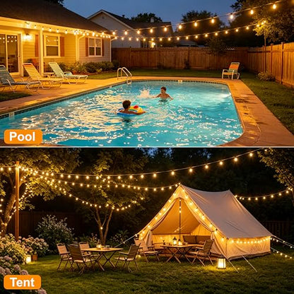 100FT Remote Outdoor String Lights for Outside, 50+2 LED Waterproof Shatterproof Edison Dimmable Timer Bulbs, 2500K Warm White Patio Lights for Garden Backyard Yard Hanging Lighting - size: 100FT