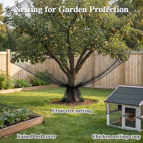 Bird Netting，10 x 30 FT Garden Netting Bird Net for Chicken Coop, Poultry Netting Fence for Fruit Trees, Plants and Vegetables Against Birds, Deer, Squirrels and Other Animals - size: 10 x 30 FT