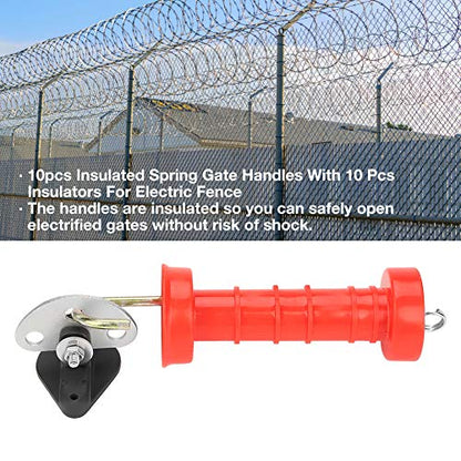 KIMISS 10pcs Insulated Spring Gate Handles with 10 Pcs Insulators for Electric Fence 10pcs Insulated Spring, KIMISStq71gi2af0