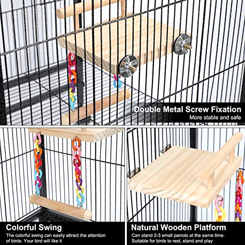 FrgKbTm Bird Perches Cage Toys Parrot Wooden Platform Play Gyms Exercise Stands with Acrylic Wood Swing Ferris Wheel Chewing for Animals Green Cheeks, Baby Lovebird, Chinchilla, Hamster Budgie - color: Platform+Swing