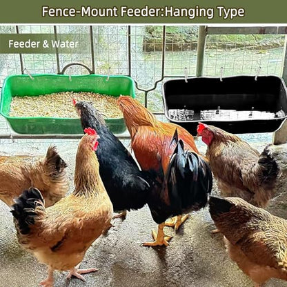 Hanging Goat Feeders,Chicken Feeder Waterer,Large Feed Trough 7.5 Quart 2 Pack,Hanging Fence Feed Trough for Poultry Livestock,Green - color: Green, size: 7.5 Quart (2 Pack)