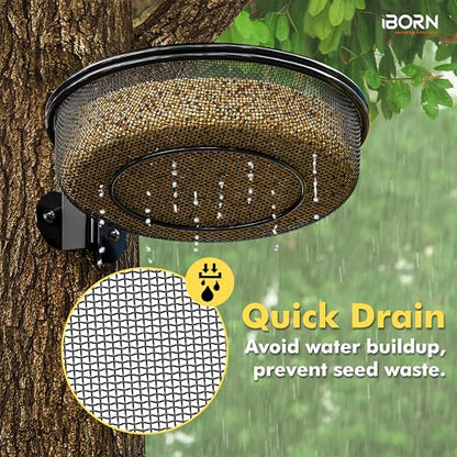iBorn Wall Mounted Bird Feeder Tray,Metal Mesh Tray for 7.3”Wild Bird Seed Tray Tree Mount, Widely Installed on Wooden Post, Fences, Trees and Walls, Pack of 2 - size: Mesh Tray, Pack of 2