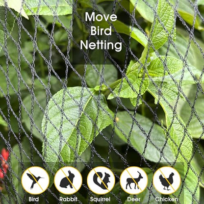 Bird Netting for Garden - 7.5 x 65 FT Heavy Duty Anti Bird Netting Mesh with Ties and Landscape Staples for Vegetable, Fruit Trees & Other Plants, Lasting Against Birds Deer Squirrels and Poultry - size: 7.5FT x 65 FT