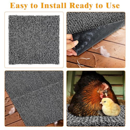 kathson Washable and Reusable Chicken Nesting Pads Plastic Nest Box Pads Durable Chicken Coop Liners Laying Indoor/Outdoor Mats for Hen Duck Rabbit Small Pets 12 x 12 x 0.79Inches(4Pcs,Grey)