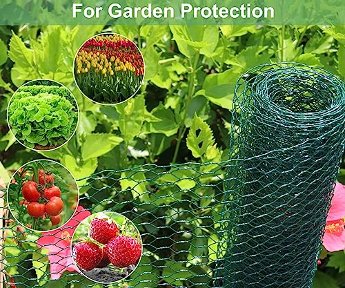 Mklsit Chicken Wire 15.7 x 315 Inches Chicken Wire Fencing Mesh Green PVC Coated Floral Chicken Wire for Crafts Poultry Garden, Hexagonal Galvanized Chicken Coop Rabbit Wire Fencing Netting - size: 15.7 x 315 Inches