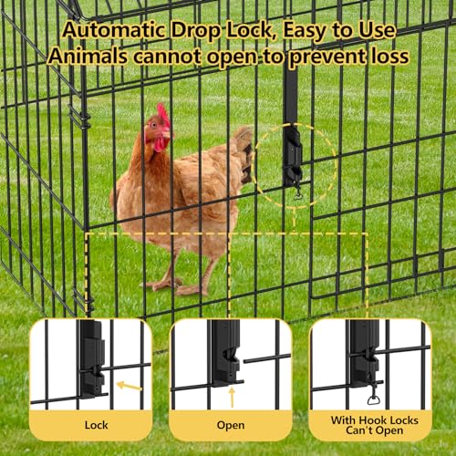 INJOPEXI Metal Chicken Coop 71.7"×30"×31" Chicken Runs for Yard with Cover Chicken Playpen Enclosure Chicken Pen Kennel Duck Coop Cage Hutch Fence for Outdoor Backyard Farm Rabbit Small Animal Poultry