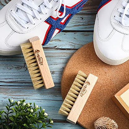 YoungJoy Sneaker Cleaning Brush Shoes Shine Dauber Nylon/Horsehair/Boar Cleaner Brushes Crepe Applicators(Boar Bristle) - style: Boar Bristle