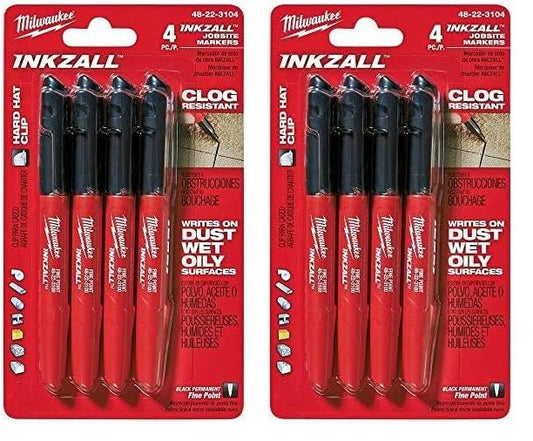Milwaukee 48-22-3104 Inkzall Point Marker, Fine, Black, 4 Count, (Pack of 2) - size: 1 Count (Pack of 2)