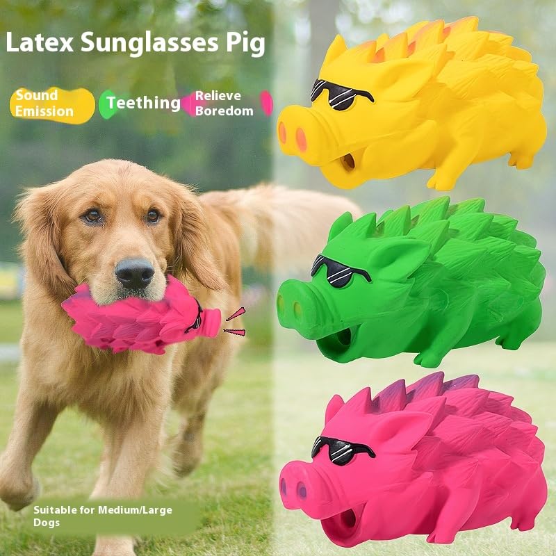 Dog Latex Pig Toy, Large Squeaky Design with Textured Back for Chewing, Training, and Floating Play (Pink) - color: Pink