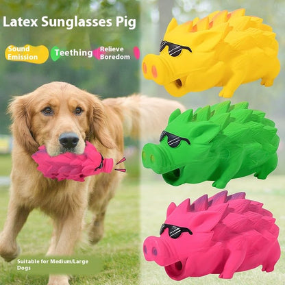 Dog Latex Pig Toy, Large Squeaky Design with Textured Back for Chewing, Training, and Floating Play (Green) - color: Green