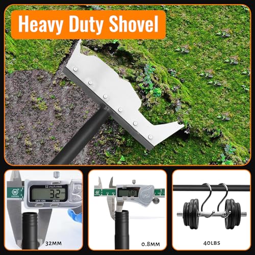 Garden Flat Shovel Scraper, Multifunctional Garden Cleaning Shovel with 59 Inch Long Handle, Heavy Duty Outdoor Floor Scraper for Weed Cleaning,Trenching,Edging and Removing Snow,Ice,Weeds,Dirty,Moss - style: Silver Shovel
