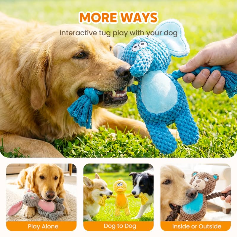 Plush Dog Chew Toys,2026 New Squeaky Dog Toy for Aggressive Chewers, Indestructible Dog Toy for Small Medium Large Dogs to Keep Them Busy Puppy Teething Toy (Fox) - color: Fox