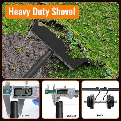Garden Flat Shovel Scraper, Multifunctional Garden Cleaning Shovel with 59 Inch Long Handle, Heavy Duty Outdoor Floor Scraper for Weed Cleaning,Trenching,Edging and Removing Snow,Ice,Weeds,Dirty,Moss - style: Black Shovel