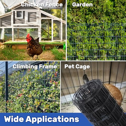2×3in 36''×50' Welded Wire Mesh, Chicken Wire Mesh Metal Garden Plant Fencing, Black PVC Coated Raised Garden Bed Plant Supports Poultry Netting, Welded Fence Rabbit Cage - size: 2x3in 36inx50ft