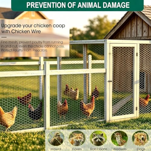 Chicken Wire Fencing, 16 in x 472 in (40cm x 12m) Chicken Wire Mesh Roll, 1 in Mesh Poultry Wire Netting, Anti-Rust Hexagonal Galvanized for Chicken Coop Crafts Garden Fence with 50 Zip Ties - size: 16 x 472 Inches-1 Inch Mesh