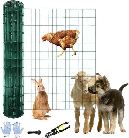 Tongmo 4 ft x 50 ft Green PVC Coated Welded Wire Fence, 16GA Garden Chicken Wire Fence Roll, Mesh Size 2" x 4" Hardware Cloth, Ideal for Yard Protection and Poultry Netting - color: Green, size: 4ft*50ft