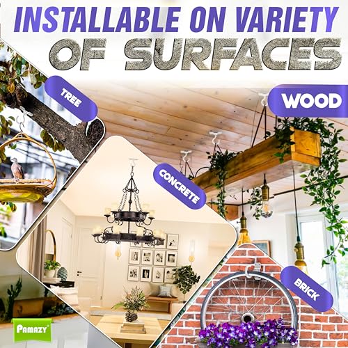 [UPGRADED] 200LBS 8Pcs Rotatable Ceiling Hooks with 4 Screw Points Plate Base, White Wall Mount Metal Hanger for Hanging Plants, Bird Feeders, Lanterns, Lights, Wind Chimes, Indoor Outdoor Decor - style: 8PCS