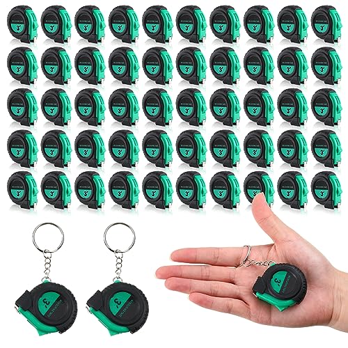 Kanayu Mini Tape Measure Keychains 3 ft Small Retractable Measuring Tape Bulk with Lock Steel Easy Read Pocket for Birthday Party Favors Daily Use - color: Green, size: 3 ft