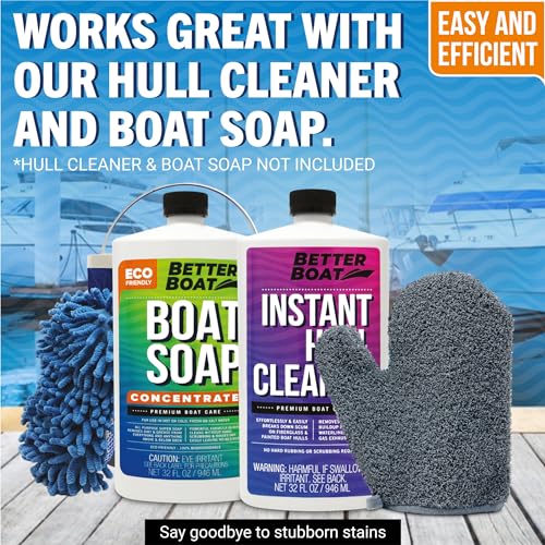 Boat Scrubbing Brush Glove, Heavy-Duty Deck and Hull Scrub Mitt for Floors, Aluminum, Pontoon, Marine and Fishing Boat Accessories