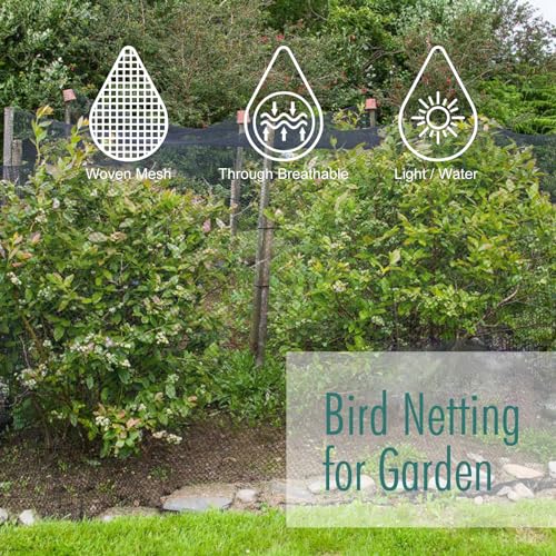 Bird Netting for Garden, Fetanten 13 x 40 FT Netting for Garden Protection Vegetables Fruit Trees Blueberry from Birds Deer Poultry, Heavy Duty Woven Mesh Net Animal Fencing with Ties and Staples - size: 13 x 40FT