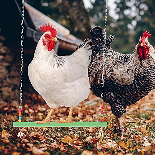 YARDWE Chicken Swing Toy for Coop Natural Safe Wooden Accessories Durable Perch Ladder for Poultry Run Rooster Hens Chicks Pet Parrots Birds Macaw Entertainment