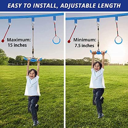 YAMIPROBI Ninja-Twister Swing Spins Set: Slackline Attachments - 360° Handle Twist-Spin Flips Toy Activate Ninja Powers Warrior Accessories Kids Hang Toys for Playground Backyard Blue - color: Blue