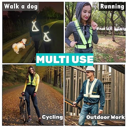 High Visibility Reflective Safety Vest | Lightweight,Adjustable & Elastic | Hi Vis Running Gear for Jogging,Walking,Cycling,Construction Workers,Motorcycle,Men,Women (1, YELLOW) | Adjustable Elastic Suspenders,Reflector Safety Vests Men Women,Hi Vis Vest