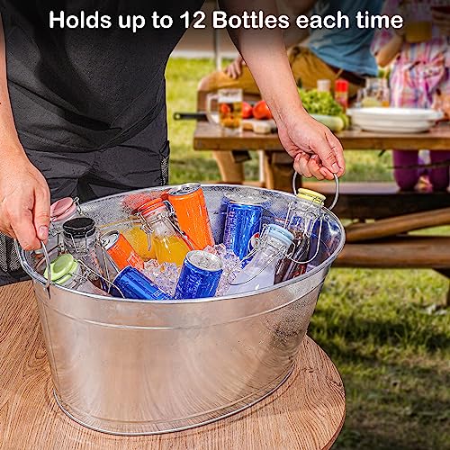 BARsics Large 6-Gallon Galvanized Tin Beverage Tub, 20x14x10 inches (Pack of 2)