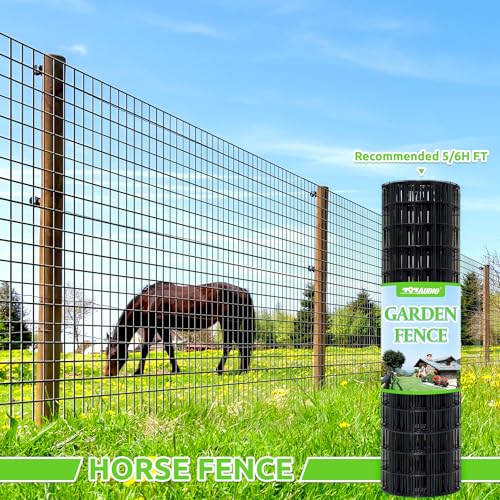 Black PVC Coated Welded Wire Fencing,2"x3" 16 Gauge,60inch H x 50ft L Garden Wire Fence Roll,2/3/4/5/6ft Tall x 50/100 ft Long Hardware Cloth Metal Mesh for Yard,Farm,Chicken,Dog,Vegetable Protection - color: Black, size: 2"x3" 60inx50ft