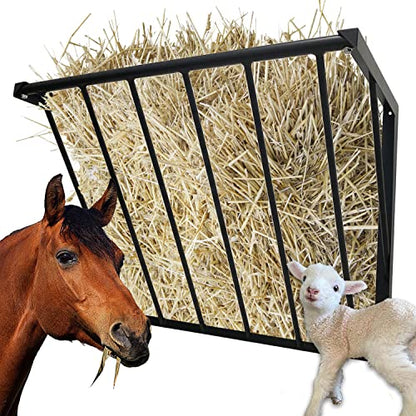 Horse Hay Feeder, 31.5'' Long Livestock Hay Feeder with 24 Gallon Large Capacity, Carbon Steel Wall Mounted Hay Rack for Horses, Sheep, Goats, Indoor Outdoor Uses - size: 31.5INCH